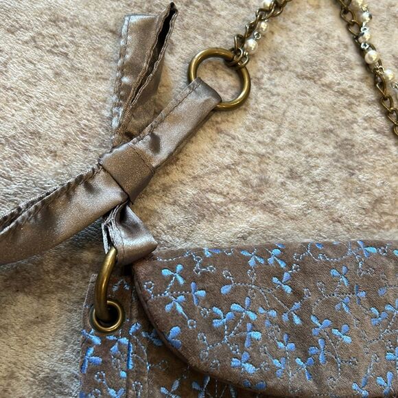Gap velvet Embroidered Brown and Blue Women's Bag - Picture 4 of 8